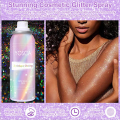 Yosca pulverizador brillos cabello efecto hologografico realza el peinado con brillo iridiscente