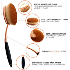 Yoseng Oval Foundation Brush applying liquid foundation for even skin tone.