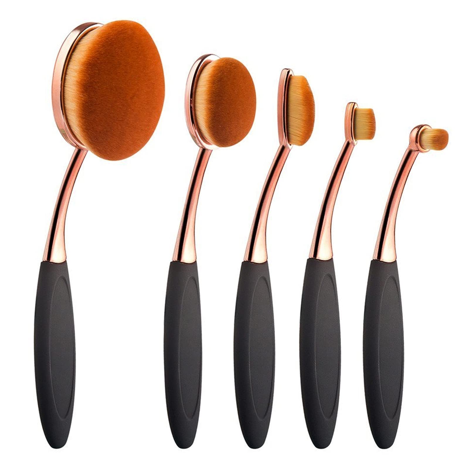 Yoseng oval foundation brush set for streak-free liquid and powder makeup.