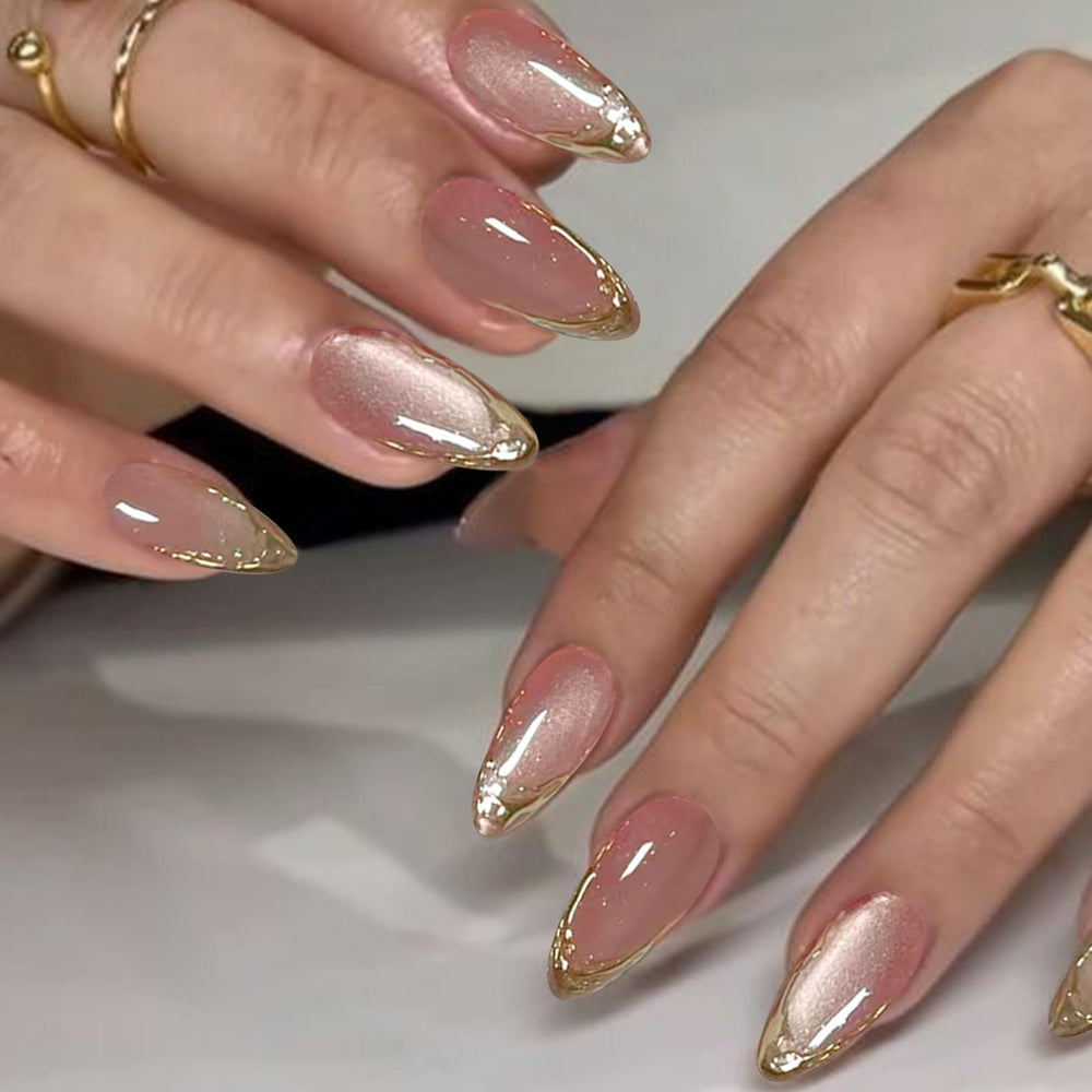 YOSOMMK almond-shaped nails close-up show natural, seamless application