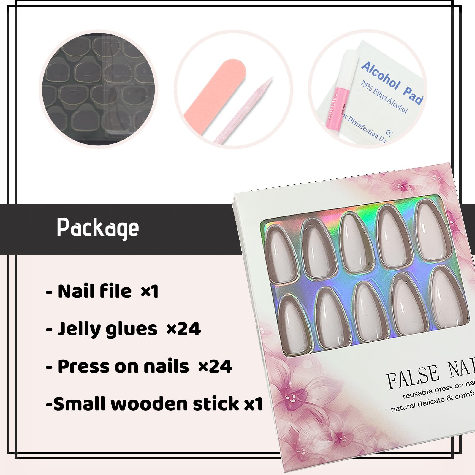 YOSOMMK included nail file and glue for fast, tidy prep