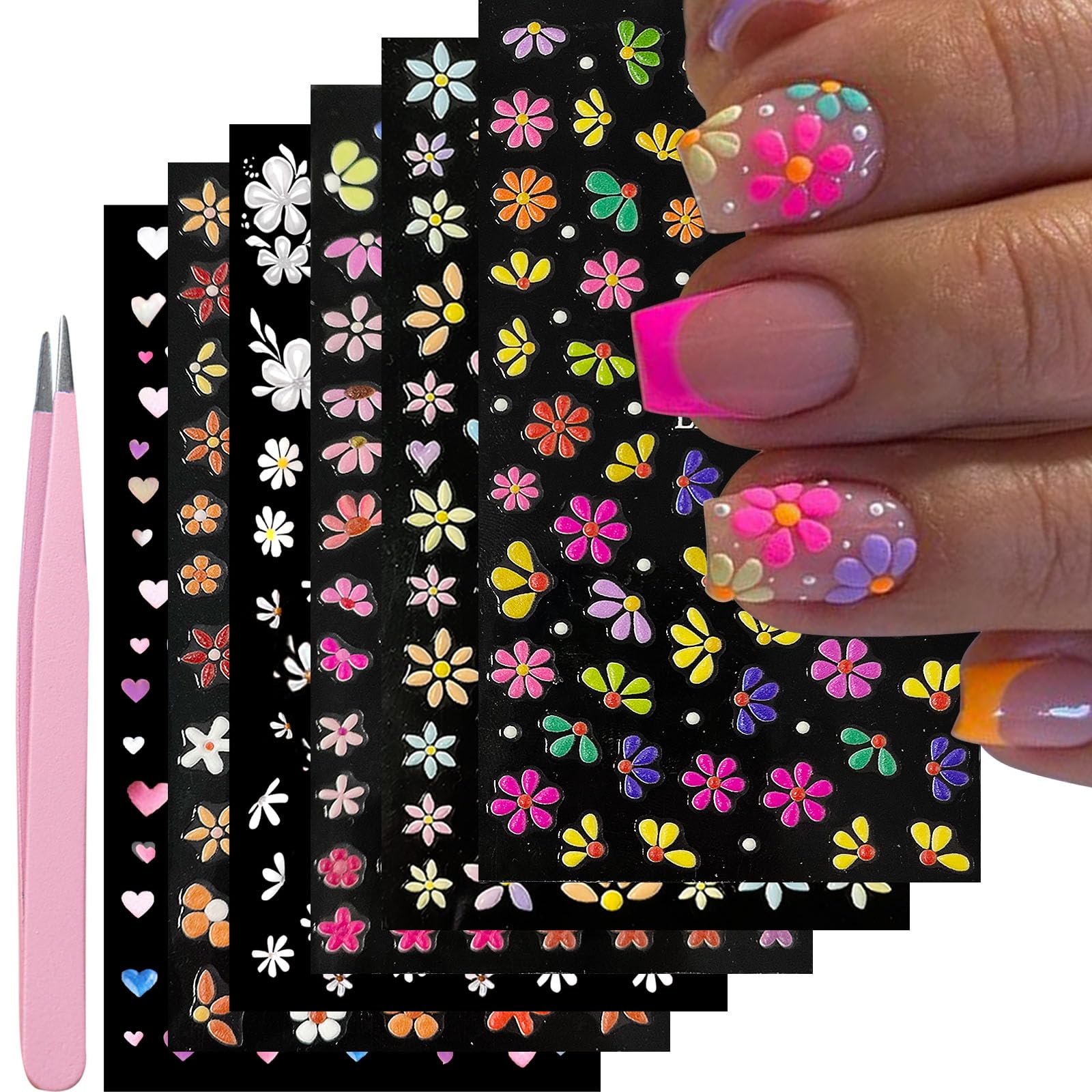 YOSOMMK 5D embossed flower nail stickers for salon-like at-home manicures.