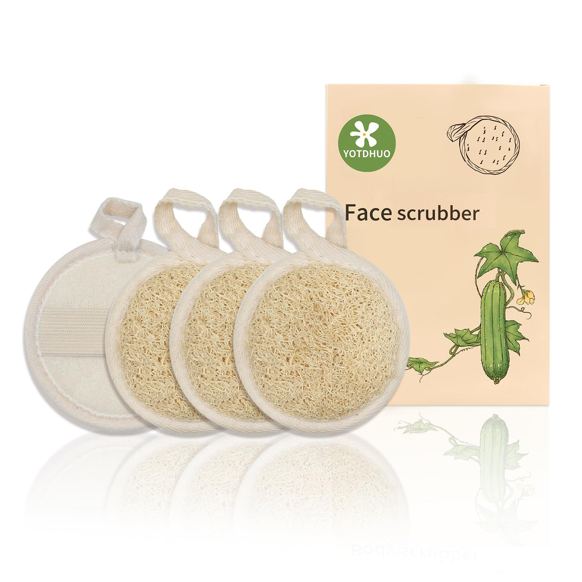 YOTDHUO natural loofah face scrubber pack for gentle daily cleansing