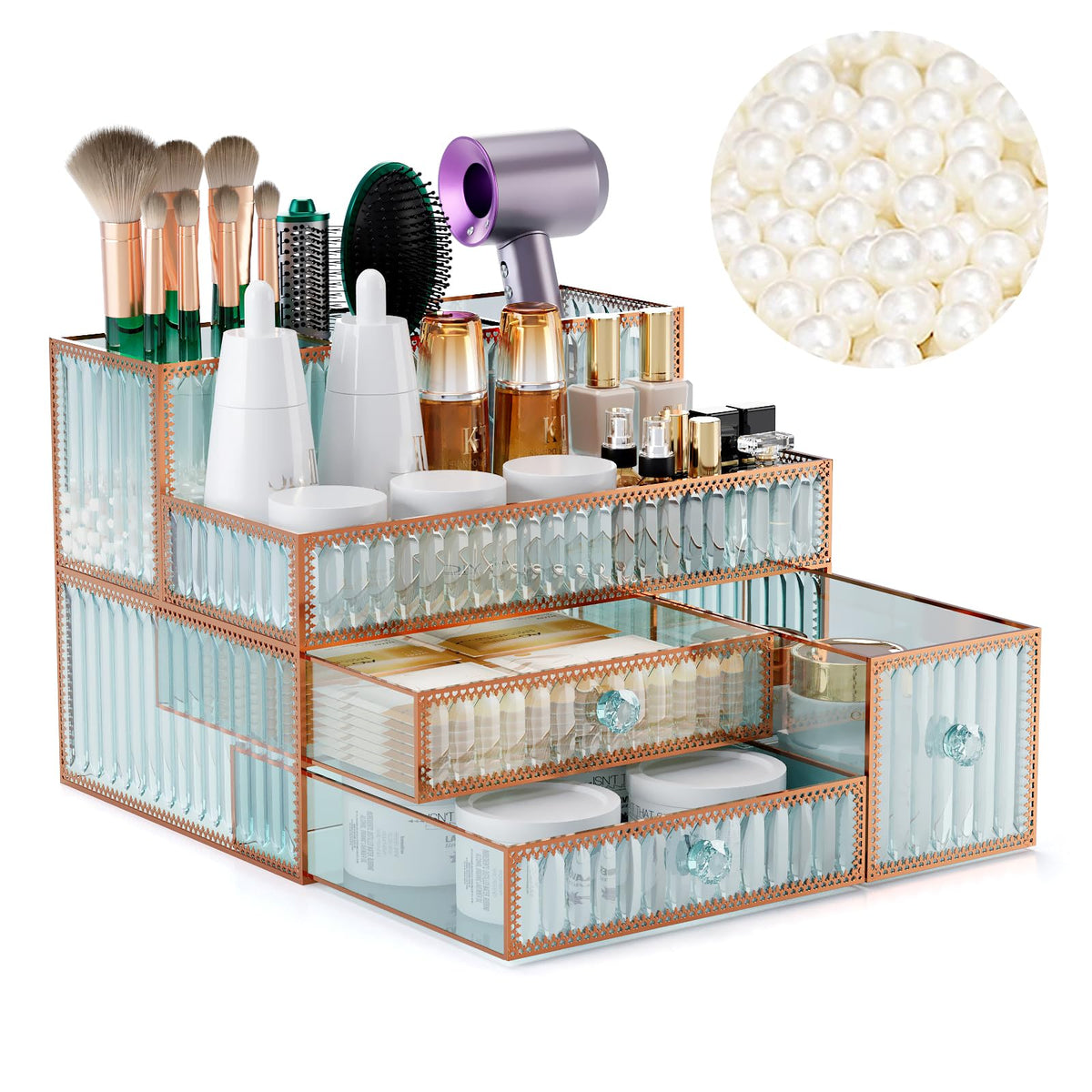 Youdepot makeup organizer countertop neatly displays cosmetics for quick daily routines.