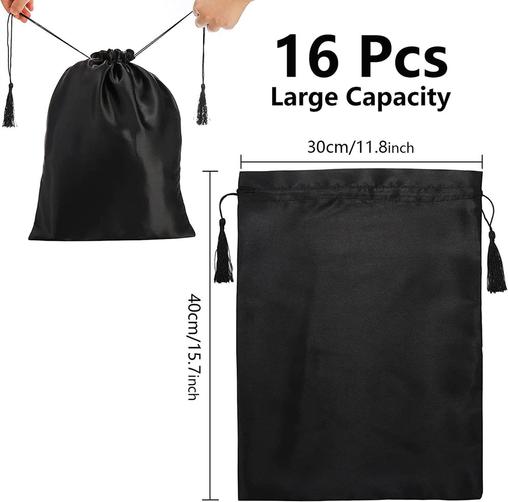 Youeon black satin wig bag compact and travel-friendly for salon and home use