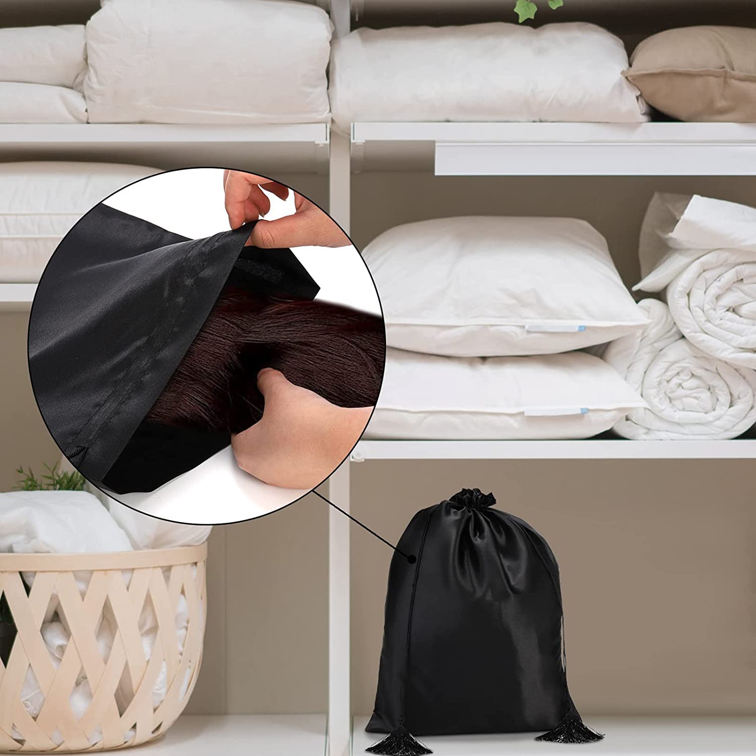 Satin storage bag suitable for home, salon, and gift packaging