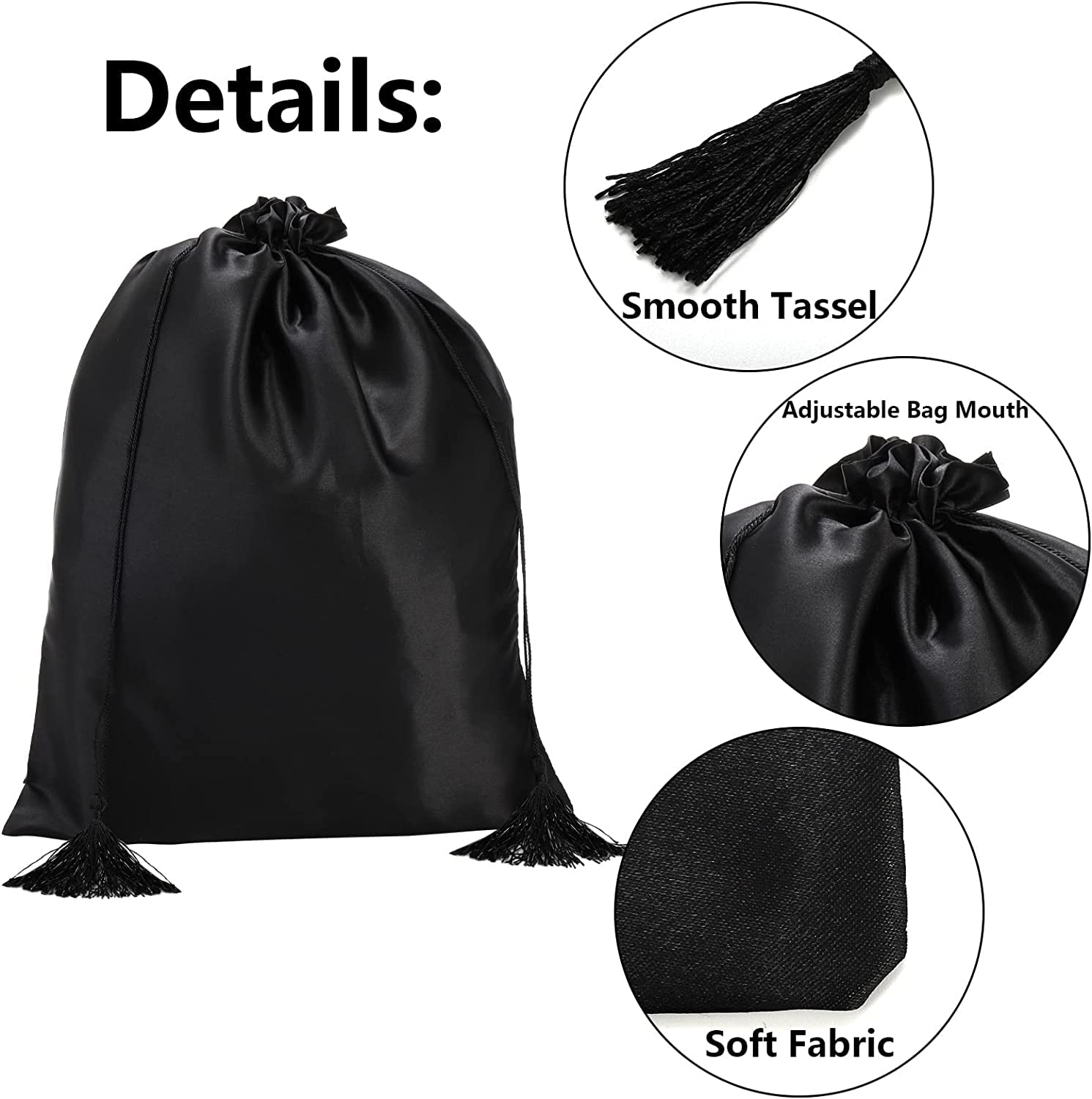 Soft satin fabric reduces static and protects wigs during handling