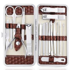 Yougai 18-piece nail clippers set in stainless steel for precise grooming on the go