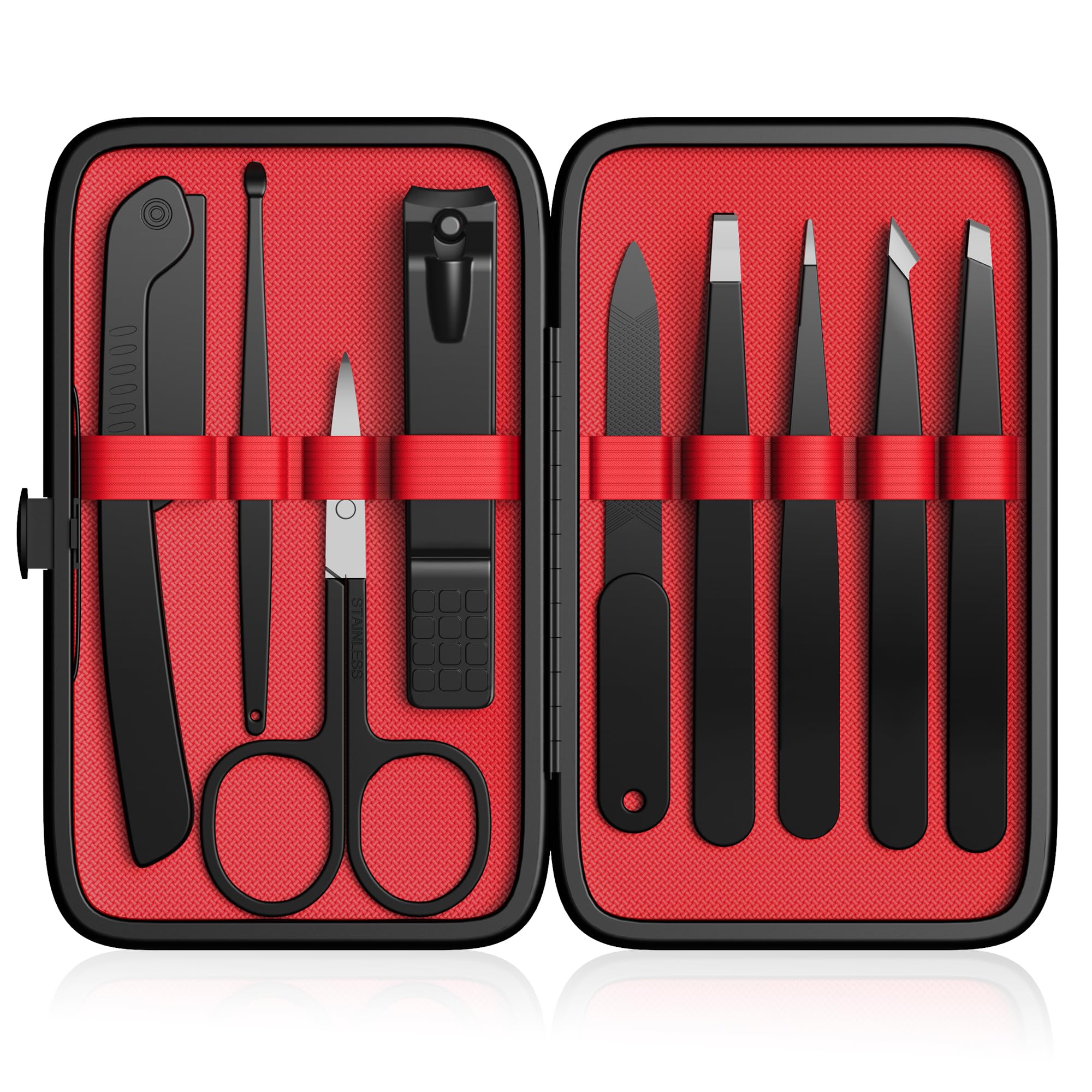 Yougai 9-pcs tweezers set for precise grooming on the go.