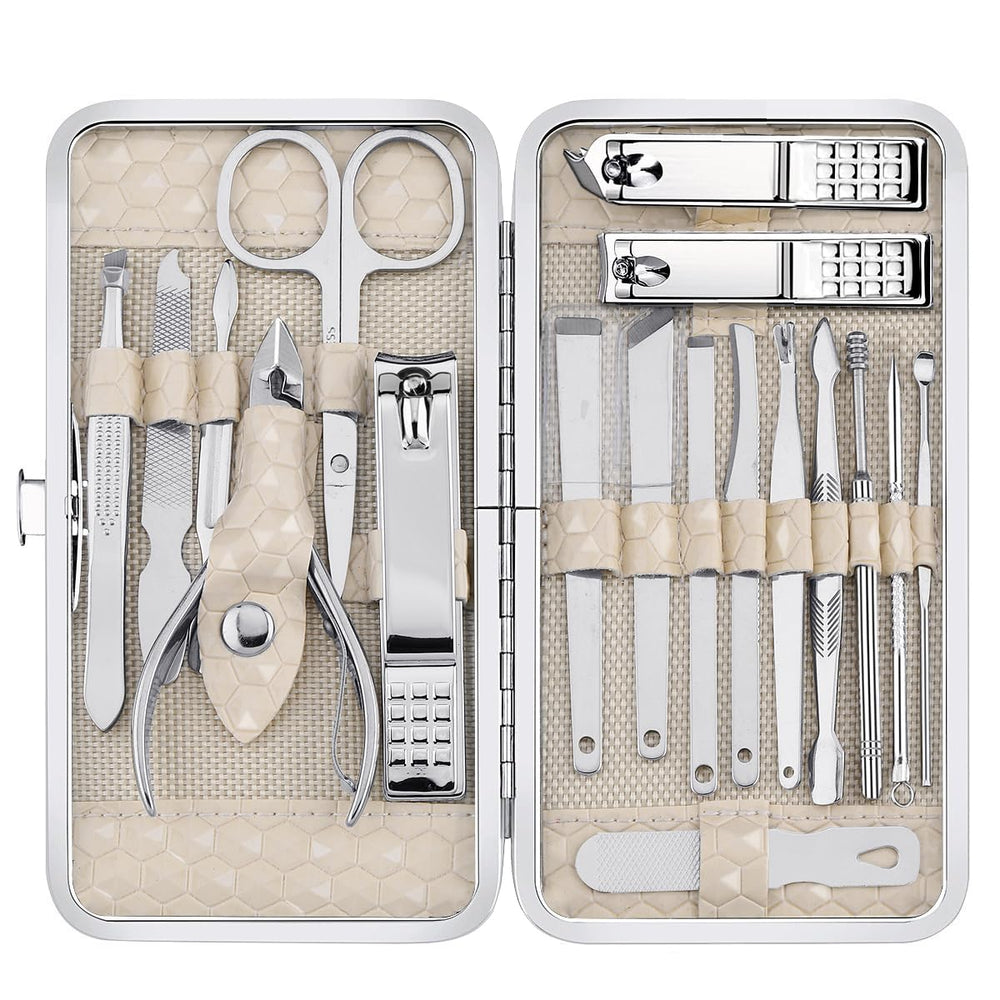 Yougai nail clippers set, 18 pieces, designed for travel grooming.
