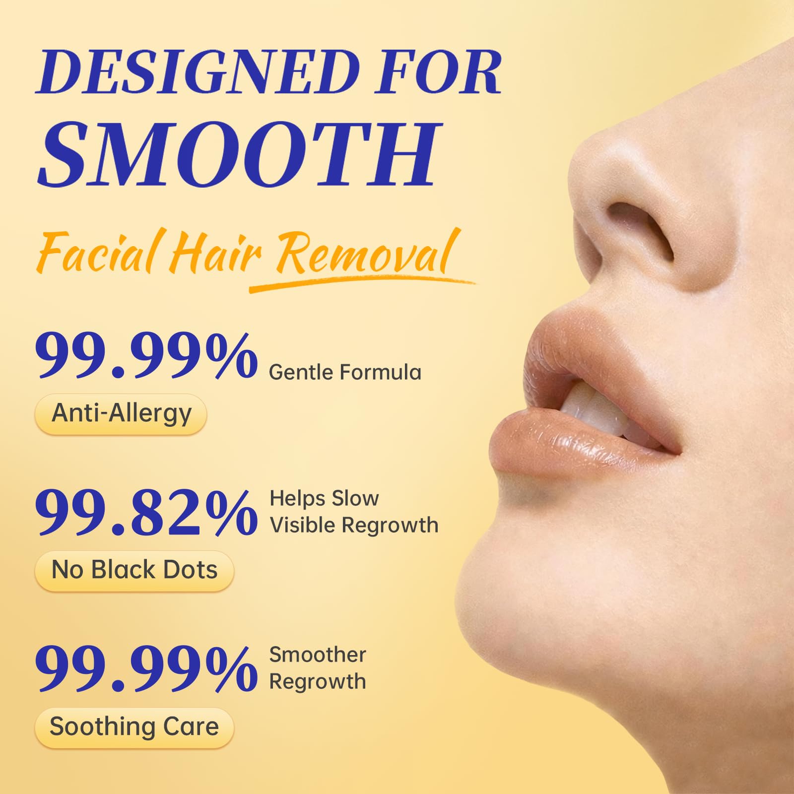 Youggle sideburns hair removal cream for accurate targeting of fine hairs.