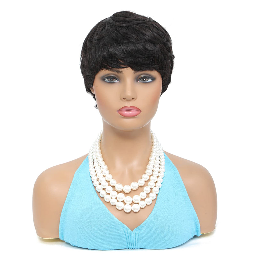 YOUKNOWIG Brazilian hair wig short bob front view with sleek silhouette.