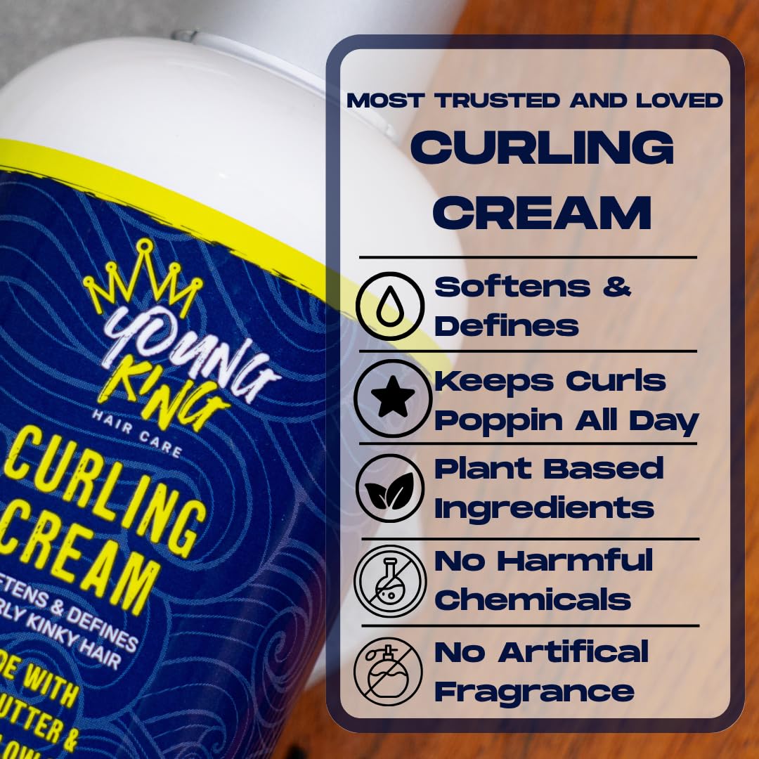 Botella de Young King Hair Care crema hidratante para rizos infantiles.