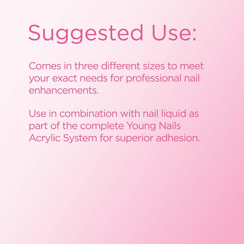 Young Nails Acrylic Core Powder claro, base transparente para extensiones limpias