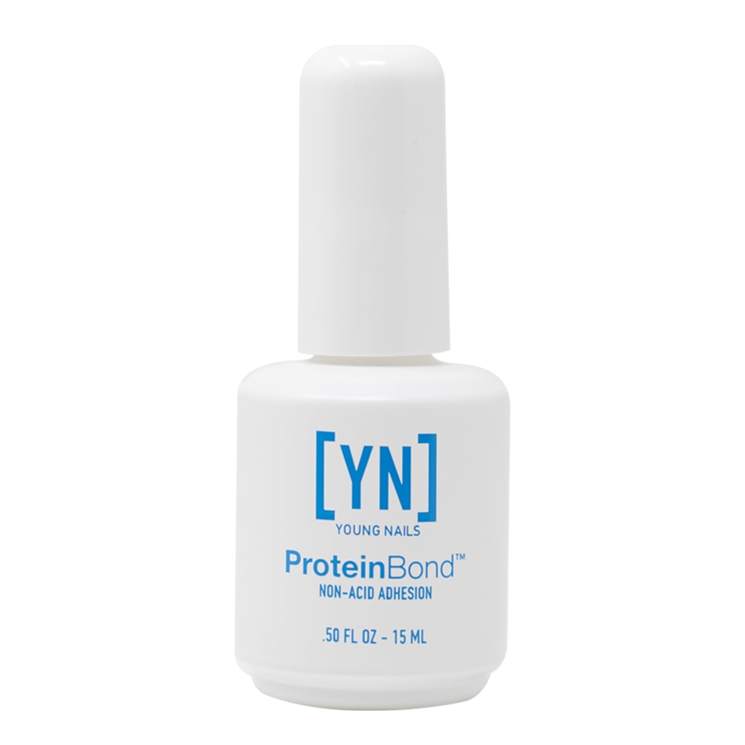 Young Nails Protein Bond bottle highlighting non-acidic adhesion for gel polish.