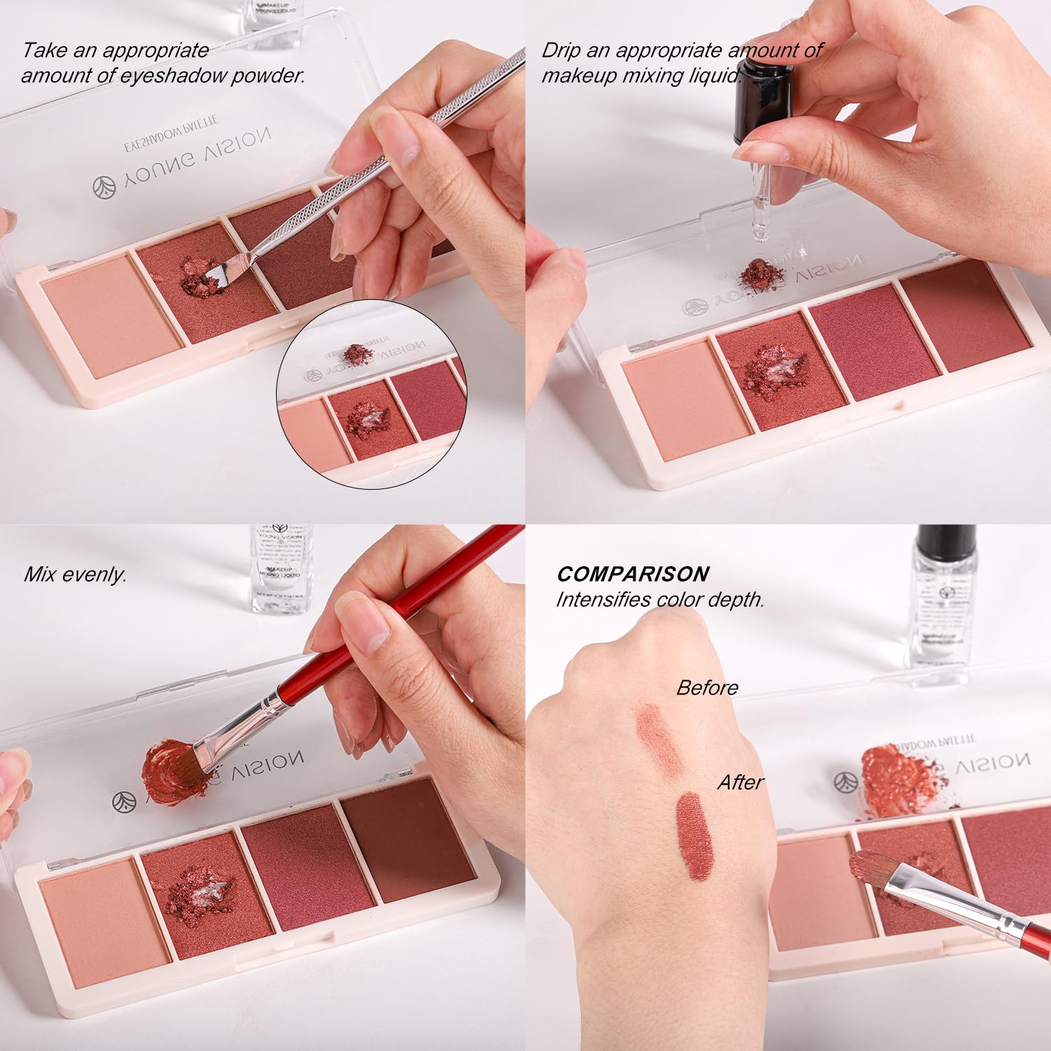 Young Vision pigment mixer boosts color payoff and improves blendability.