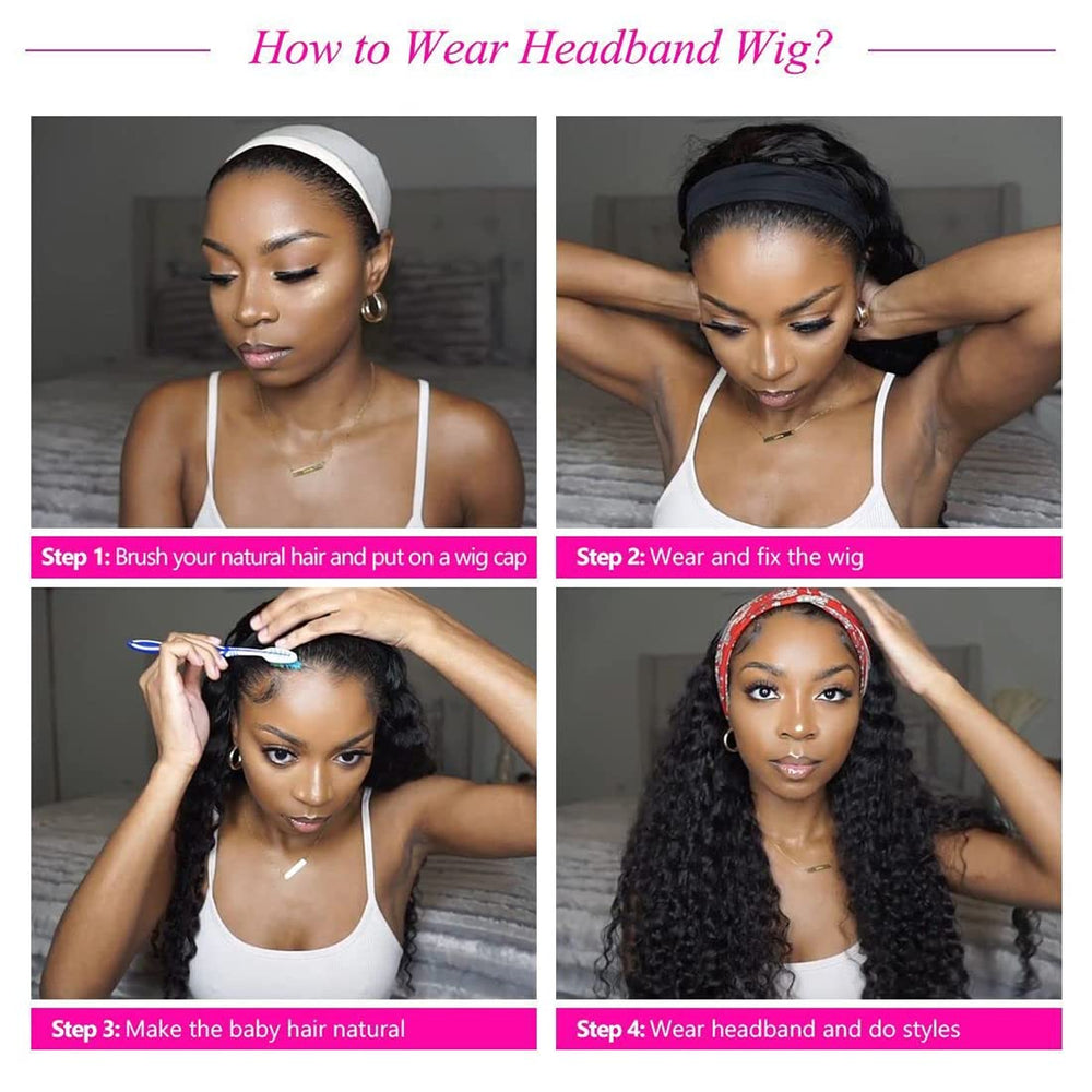 Youngirl wig package includes headband, wig cap, and lashes for a complete look.
