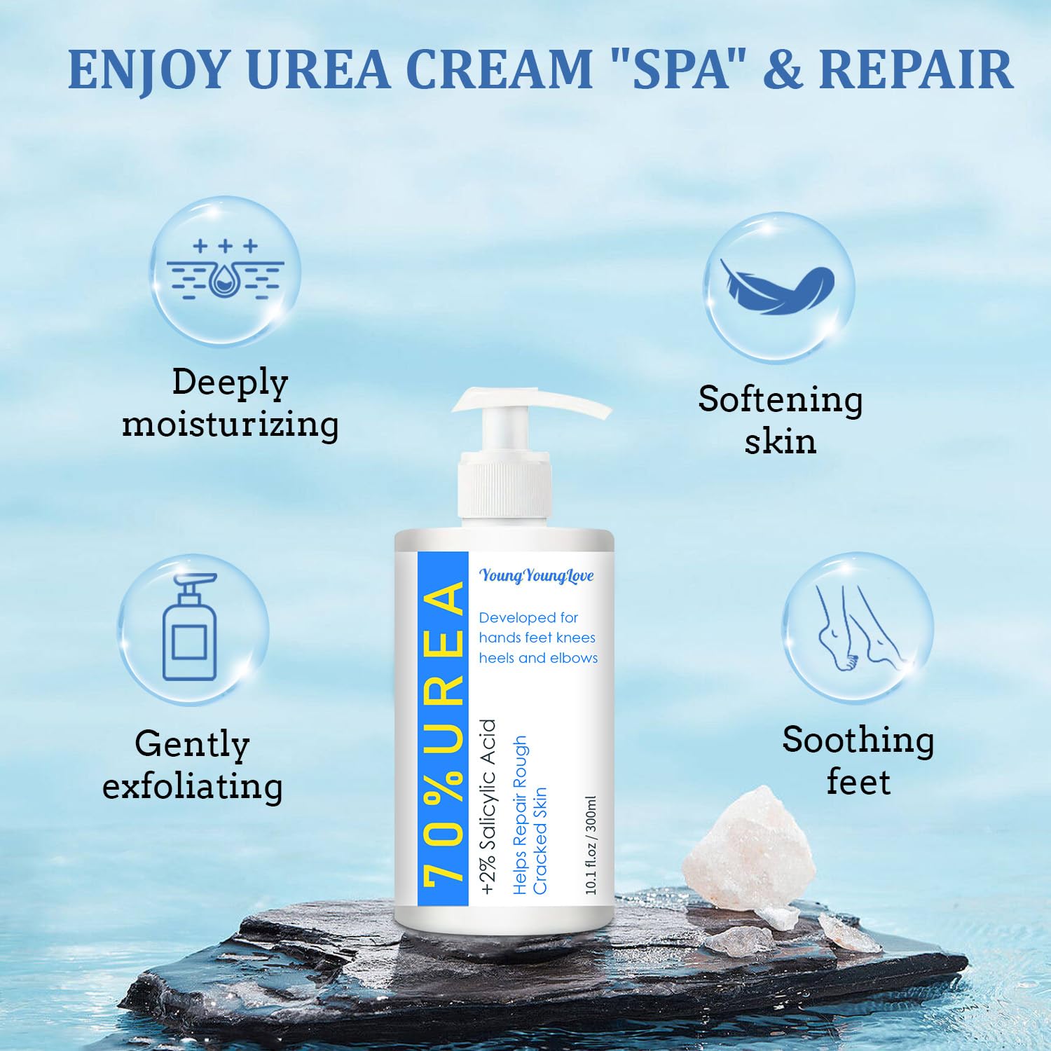YOUNGYOUNGLOVE crema de urea 70% para codos secos, suaviza y protege
