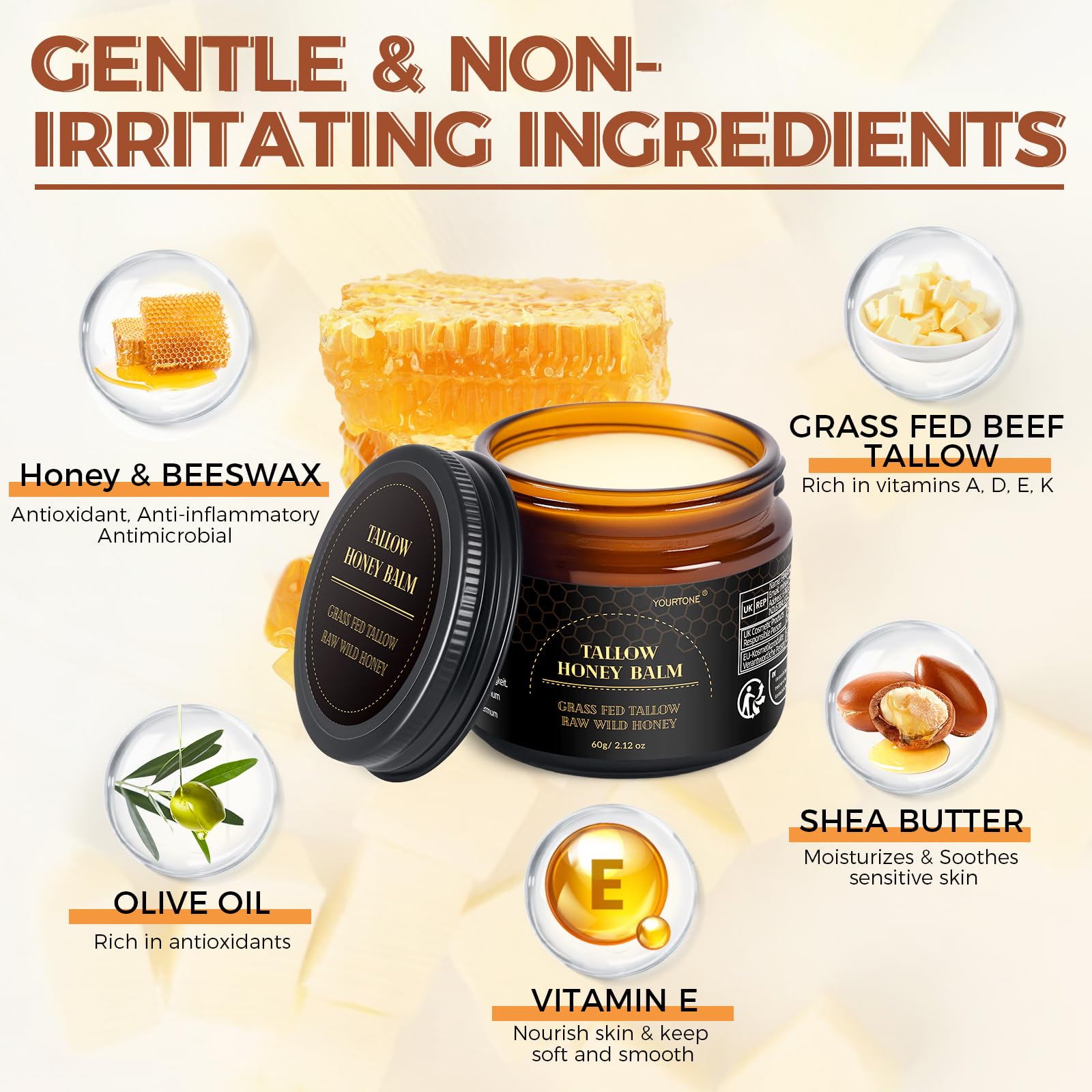 YOURTONE bálsamo de sebo y miel: aplicación facial nutritiva.
