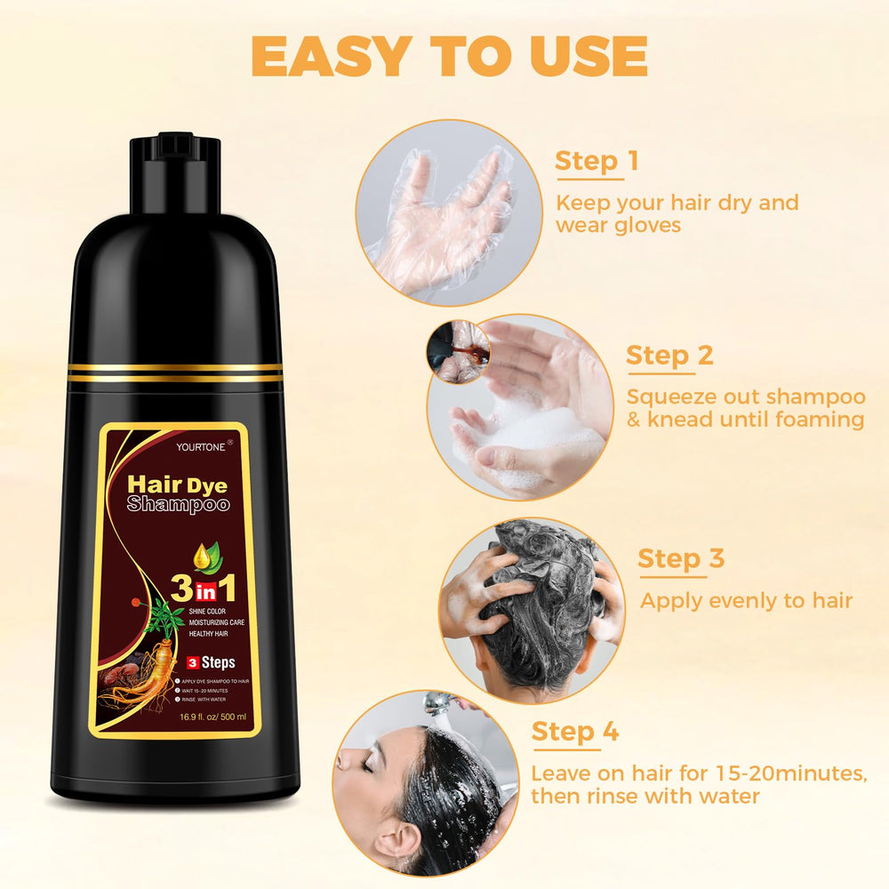 YOURTONE herbal ingredients nourish hair while masking gray effectively.
