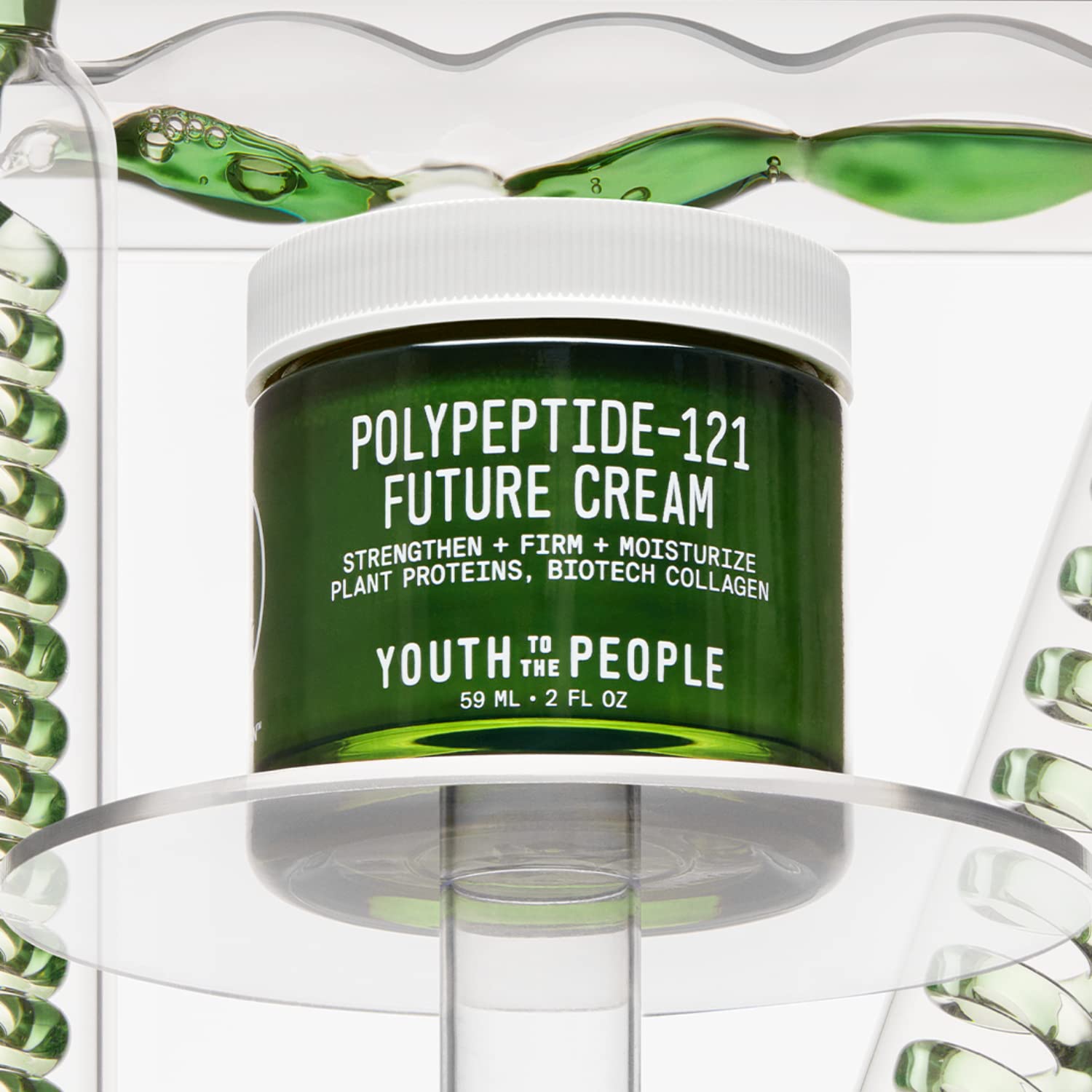 Youth To The People 121-Polypeptide Future Cream texture swatch shows fragrance-free rich formula