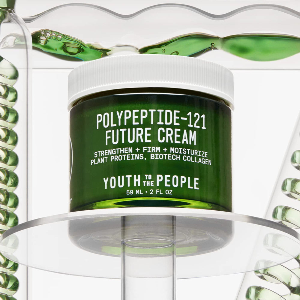 Youth To The People 121-Polypeptide Future Cream texture swatch shows fragrance-free rich formula