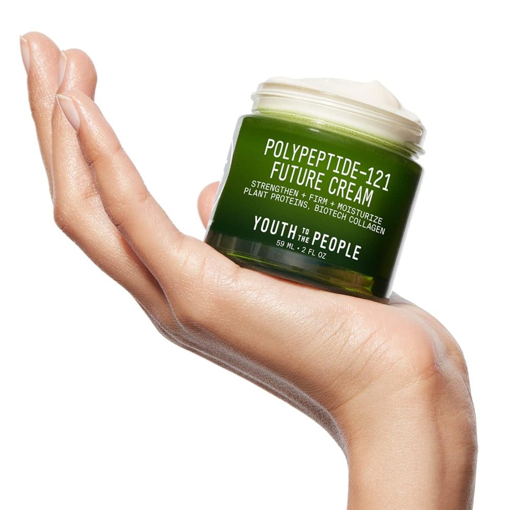Youth To The People 121-Polypeptide Future Cream vegan certification badge on packaging