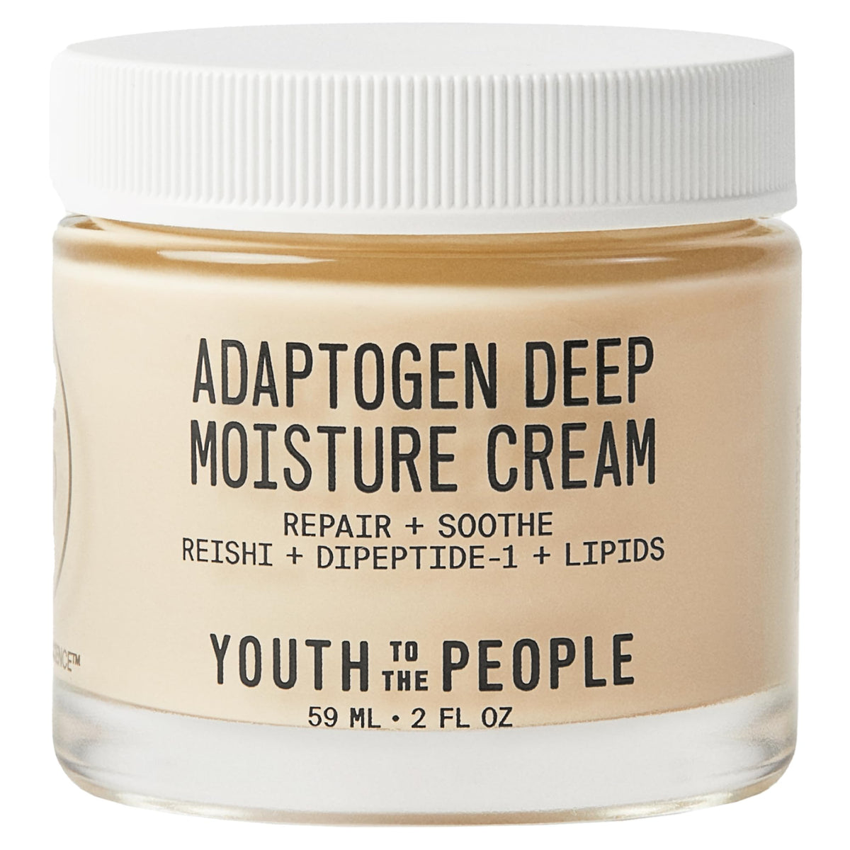Youth To The People Adaptogen Skin Repairing Moisture Cream bottle close-up for deep hydration