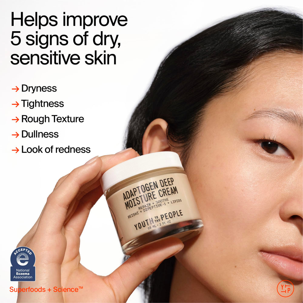 Youth To The People Adaptogen Skin Repairing Moisture Cream pump dispense for easy fragrance-free application
