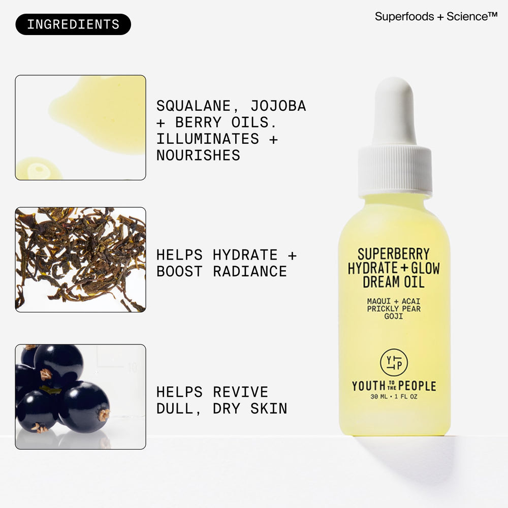Texture close-up of Youth To The People Superberry Hydrate Glow Face Oil
