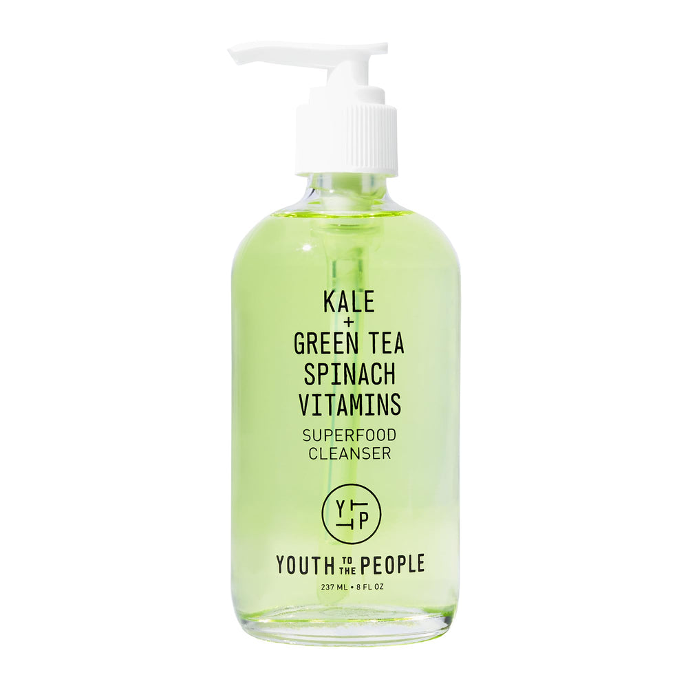 Youth To The People cleanser bottle highlighting kale and green tea for a gentle daily cleanse