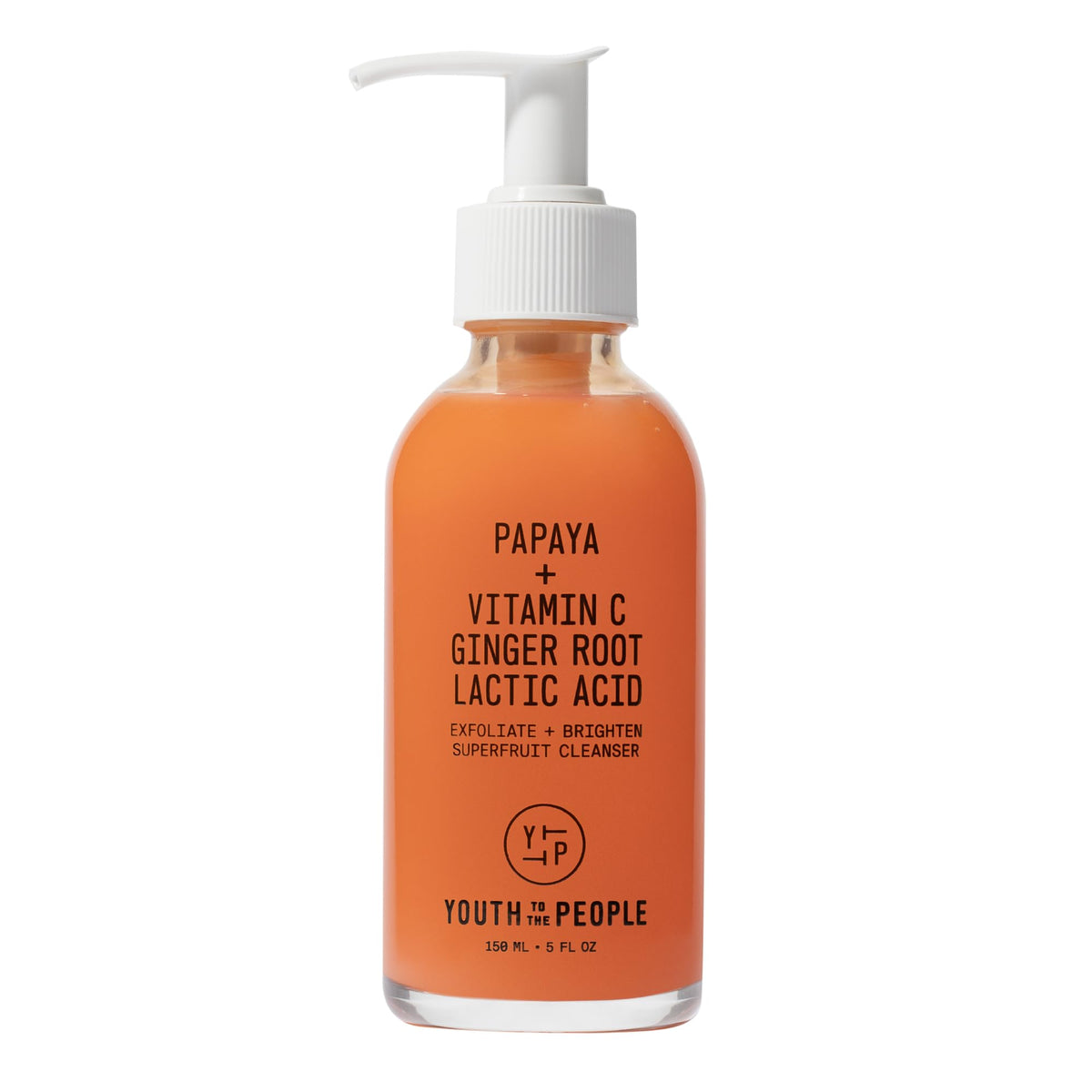 Youth To The People Superfruit Cleanser fullsize papaya bottle with radiant, gentle cleansing