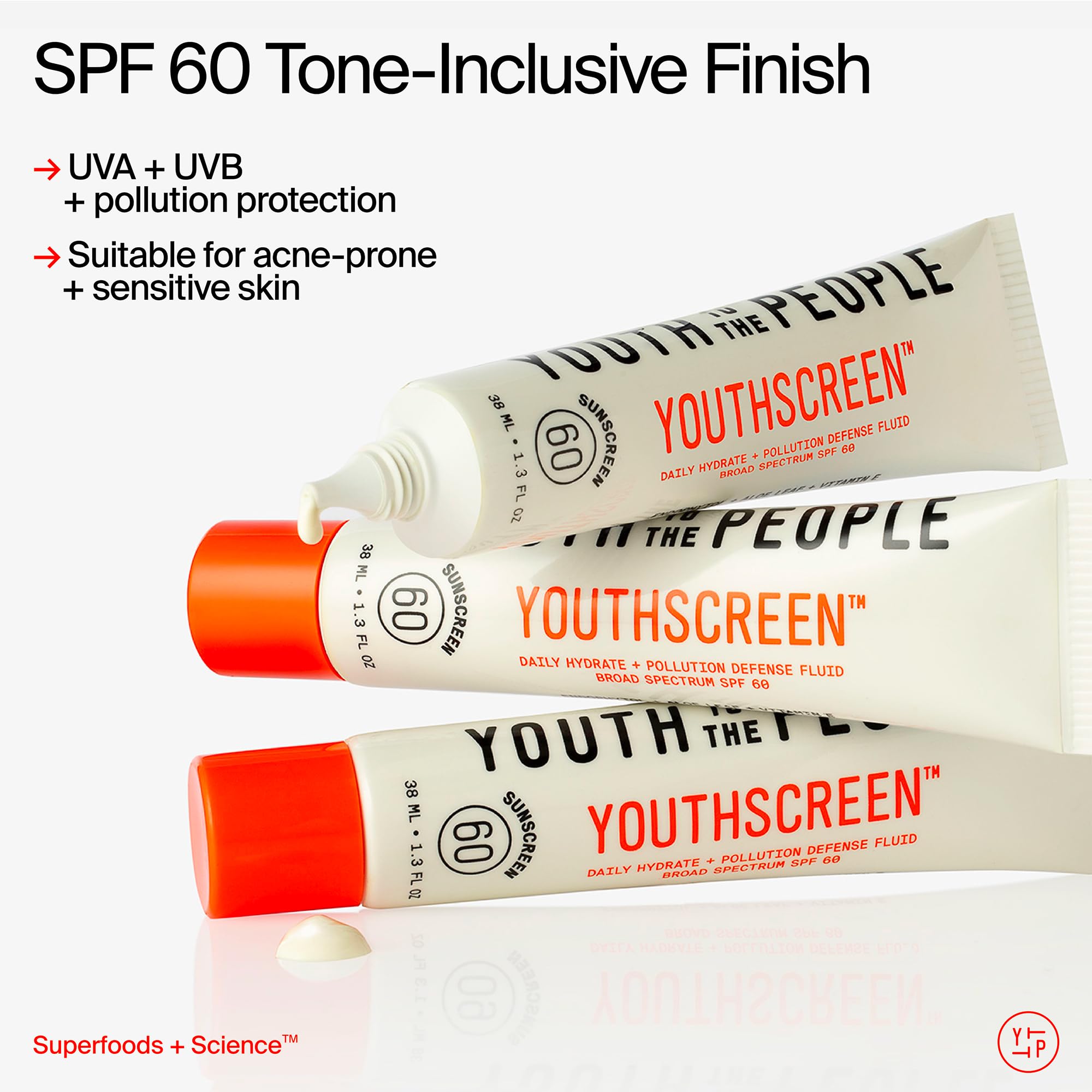 Supports skin barrier health with Kale and Green Tea Extracts in Youthscreen.
