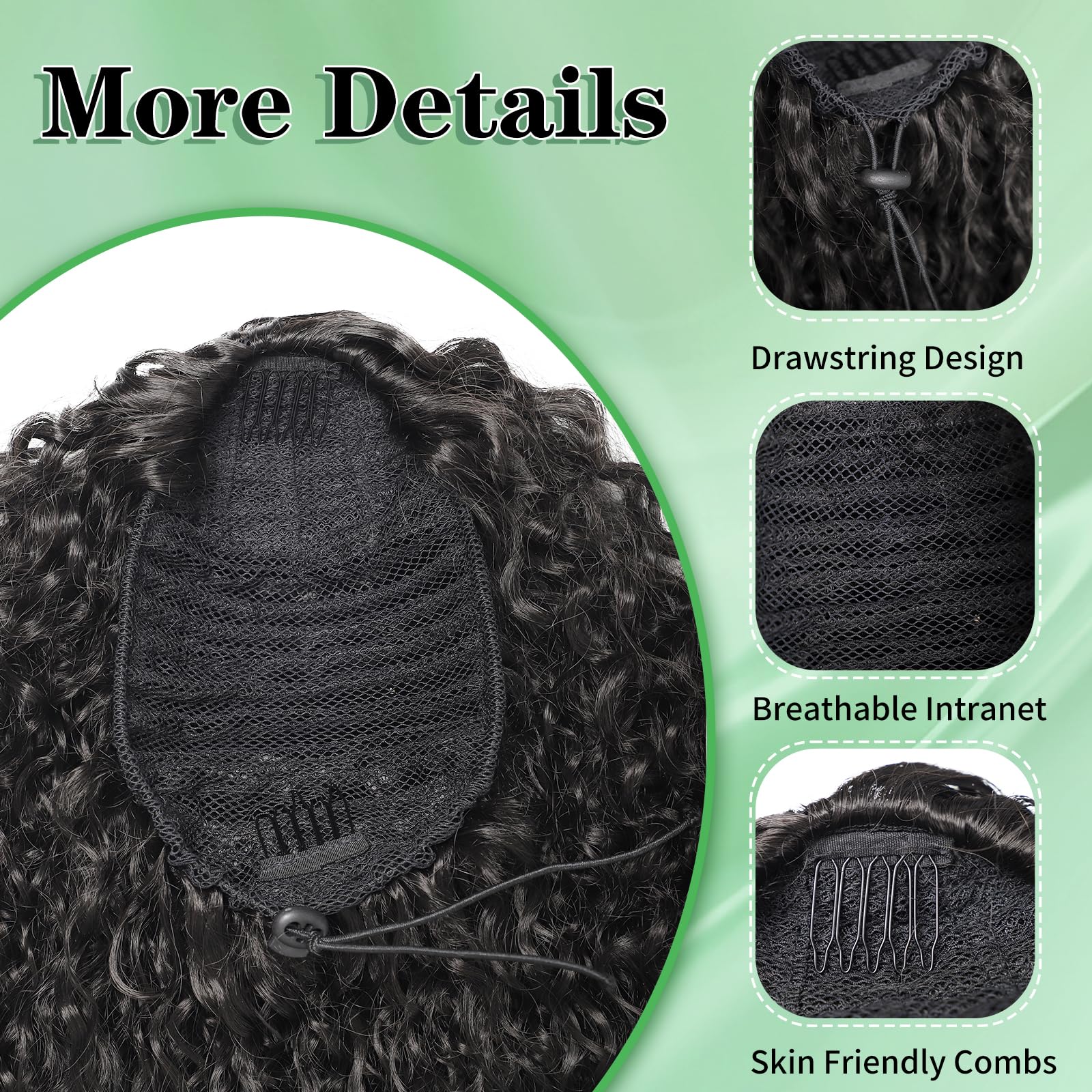 Youthfee clip ponytail application enables quick styling changes.