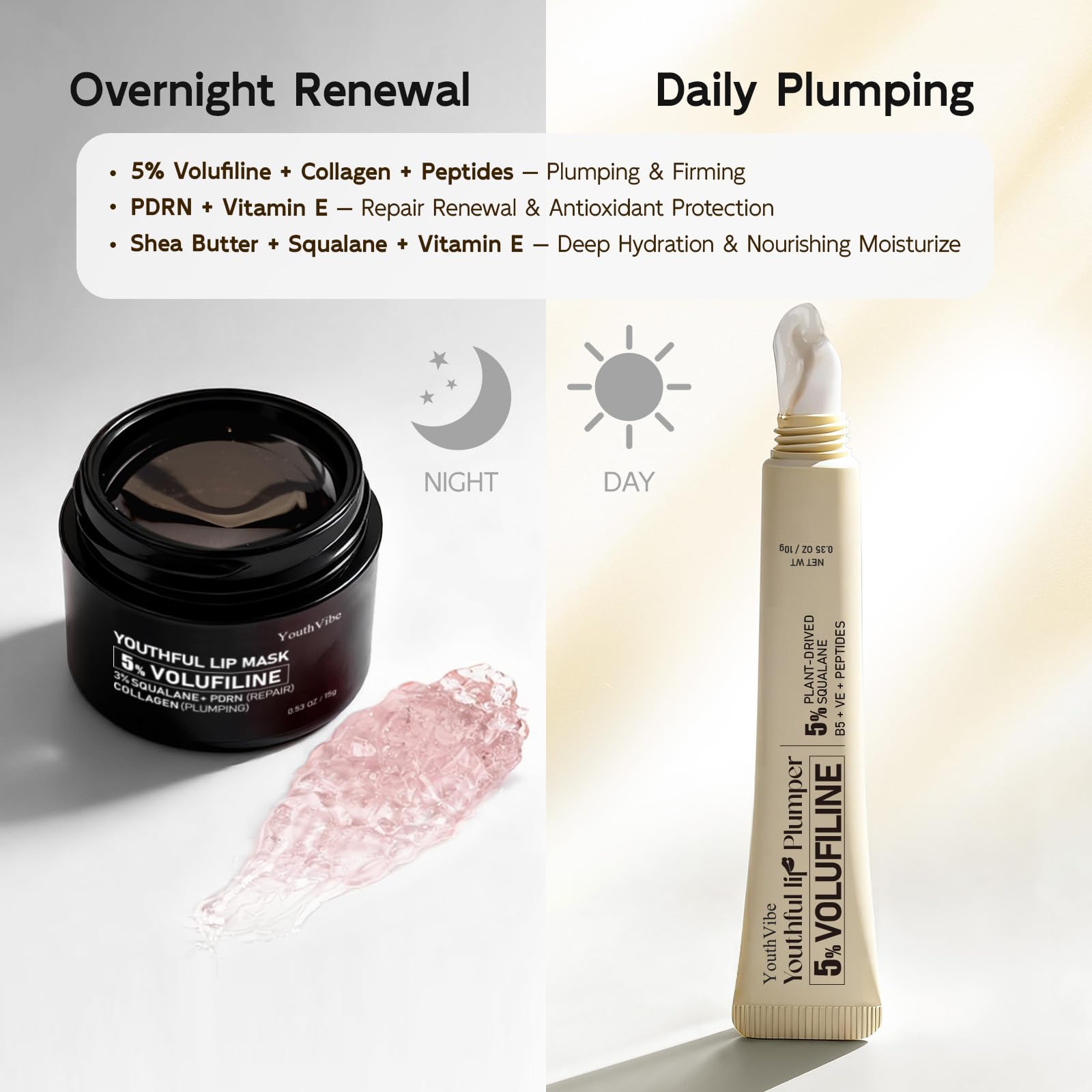 YouthVibe lightweight, non-sticky texture on lips.