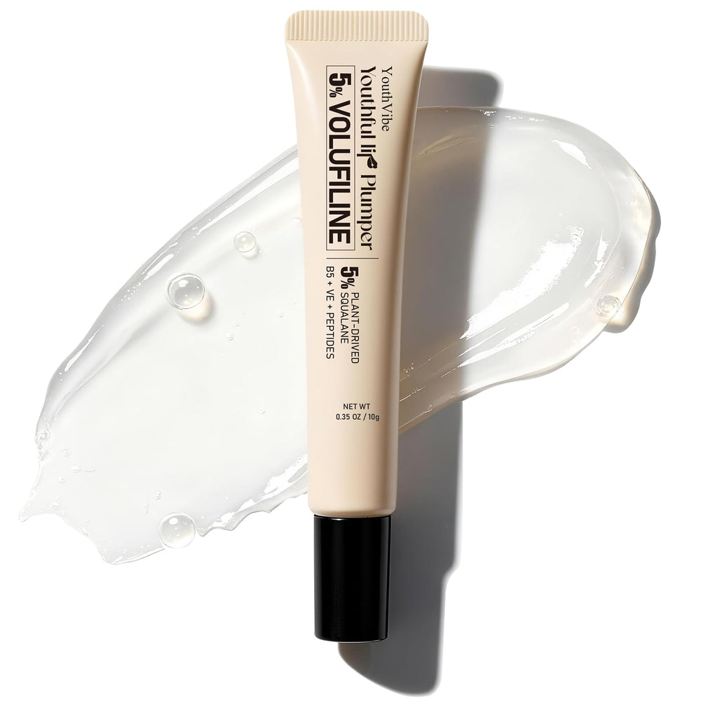 YouthVibe lip plumper bottle showing 5% Volufiline for gentle daily plumping.