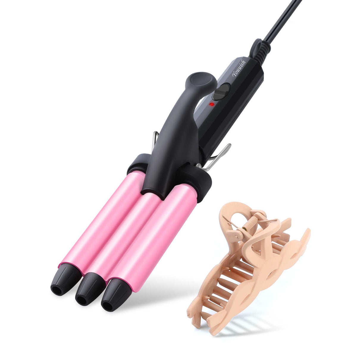 Youuish mini hair crimper pink for quick, soft waves on the go.
