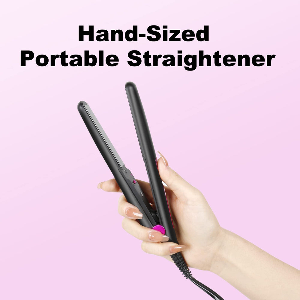 Youuish Mini Hair Straightener bangs styling showing quick fringe smoothing on thin hair.