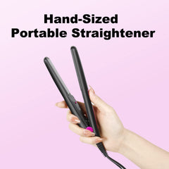 Youuish Mini Hair Straightener bangs styling showing quick fringe smoothing on thin hair.