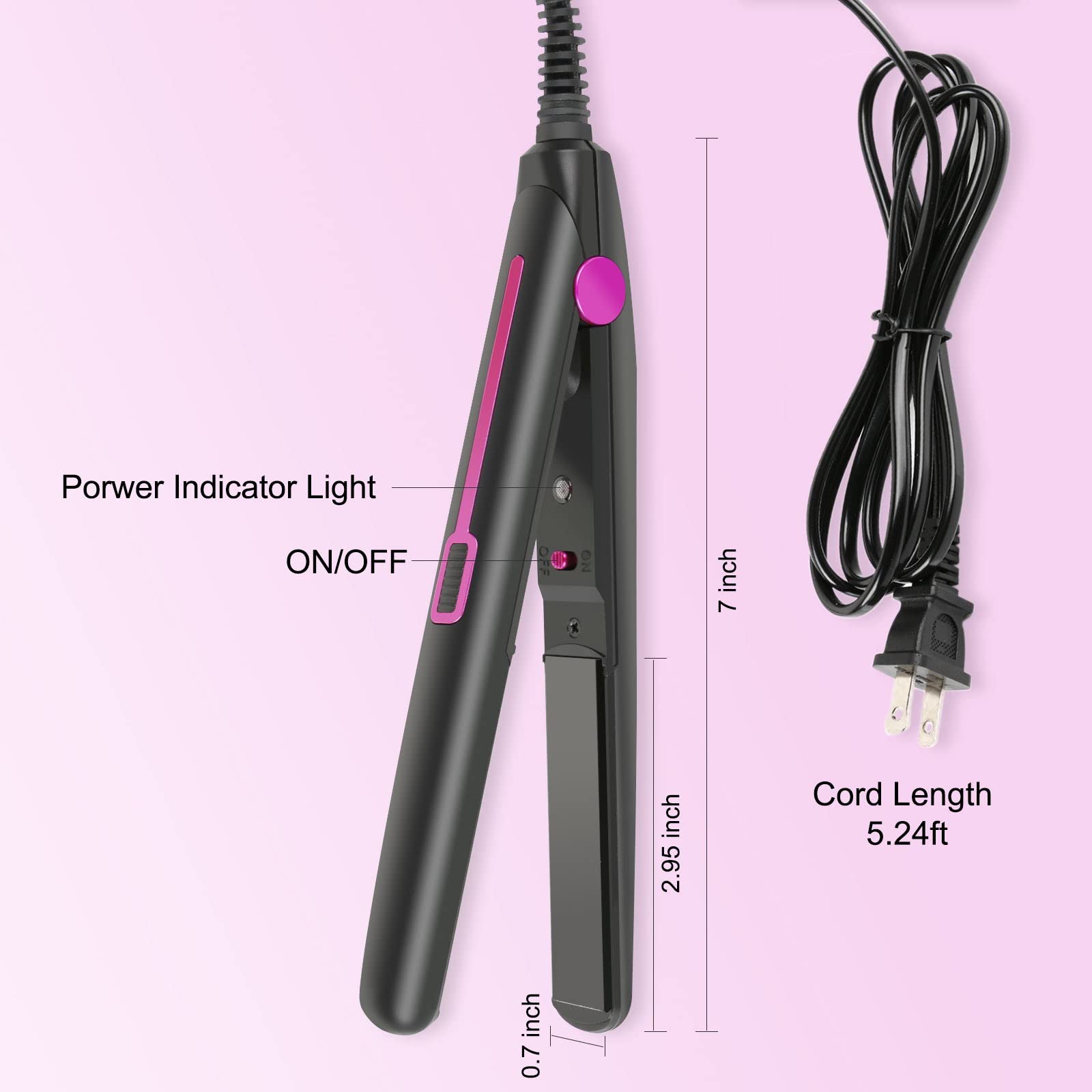 Youuish Mini Hair Straightener dual voltage for worldwide travel versatility.