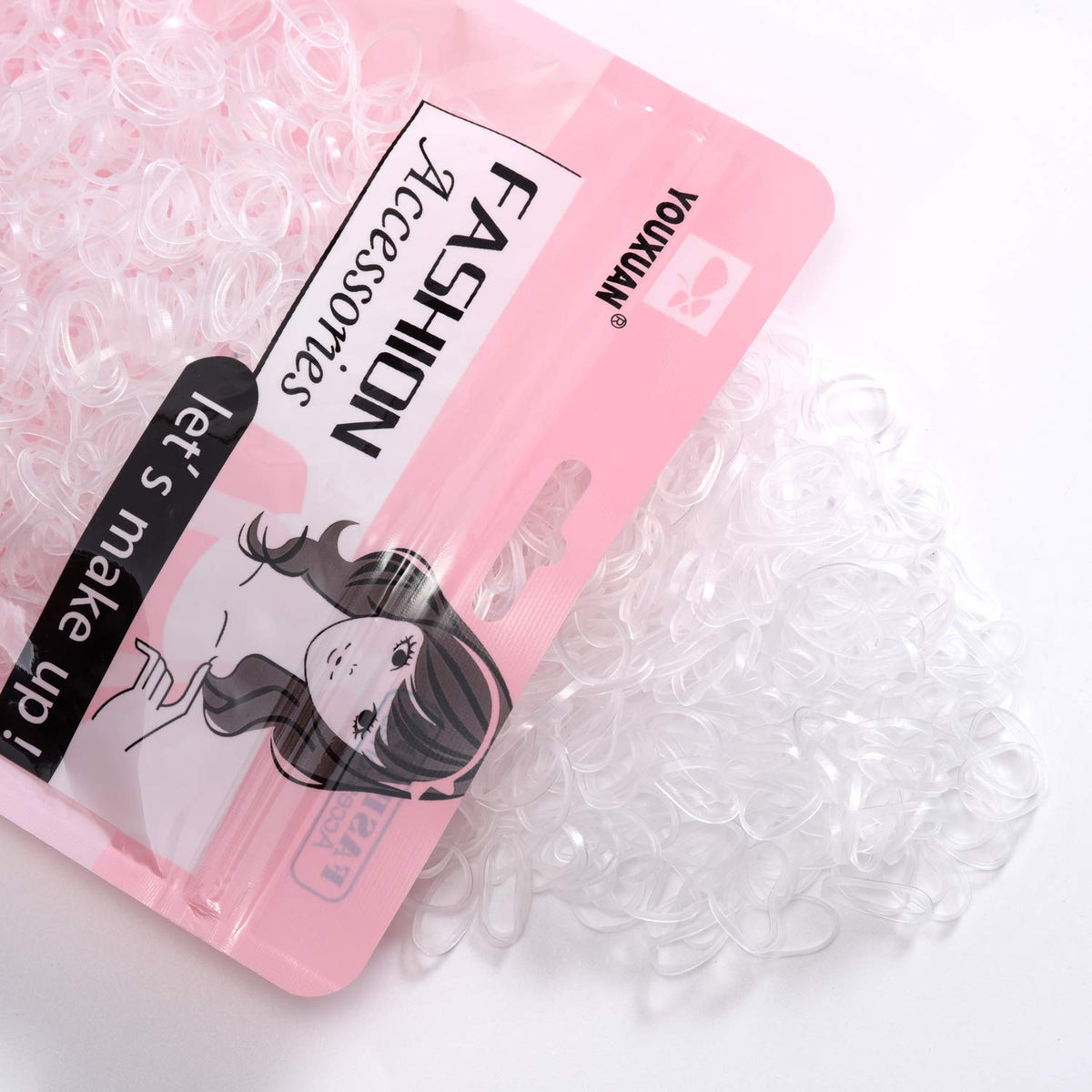 YOUXUAN clear elastic hair ties 1000-pack with gentle grip for daily wear