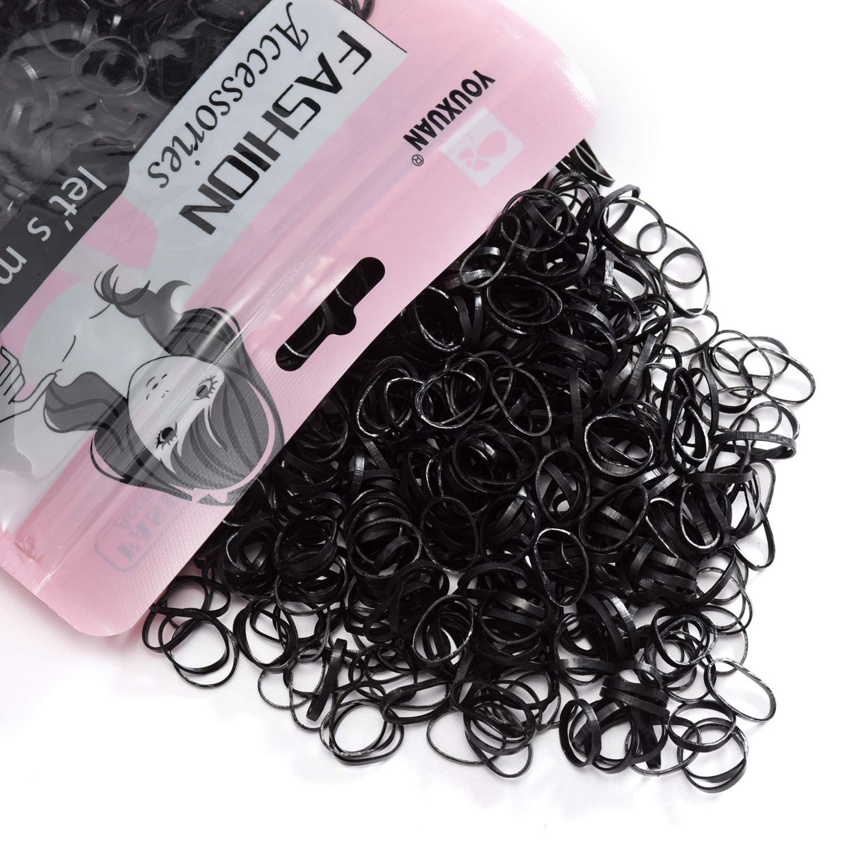 Youxuan elastic hair ties in bulk black provide secure, gentle hold.