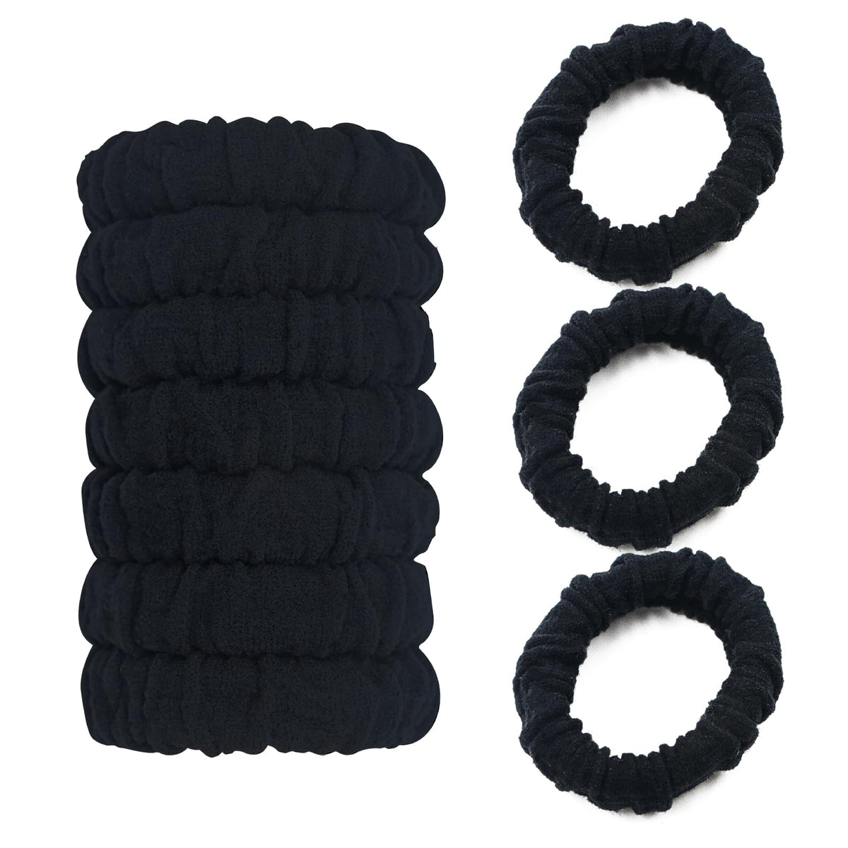 YOUXUAN no-damage hair ties black pack showing gentle grip