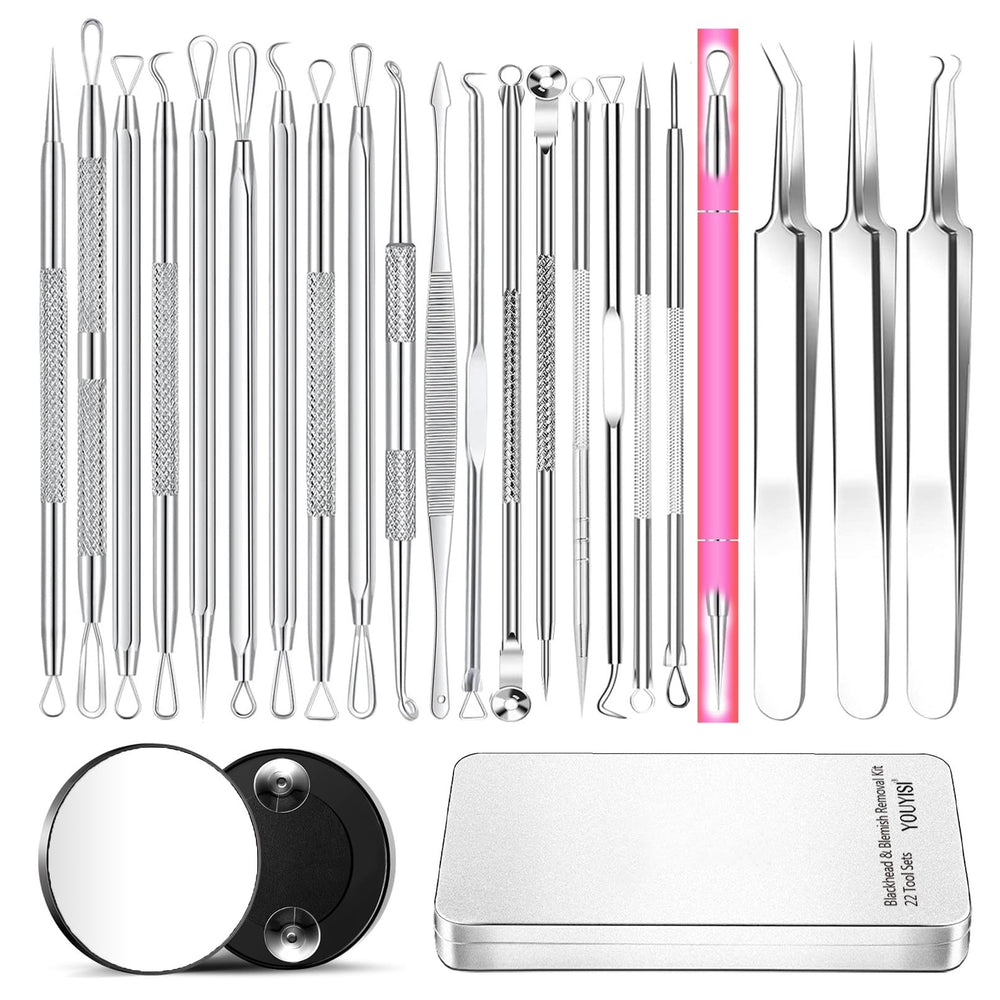 YOUYISI 22-piece kit with blackhead remover for at-home pore care.