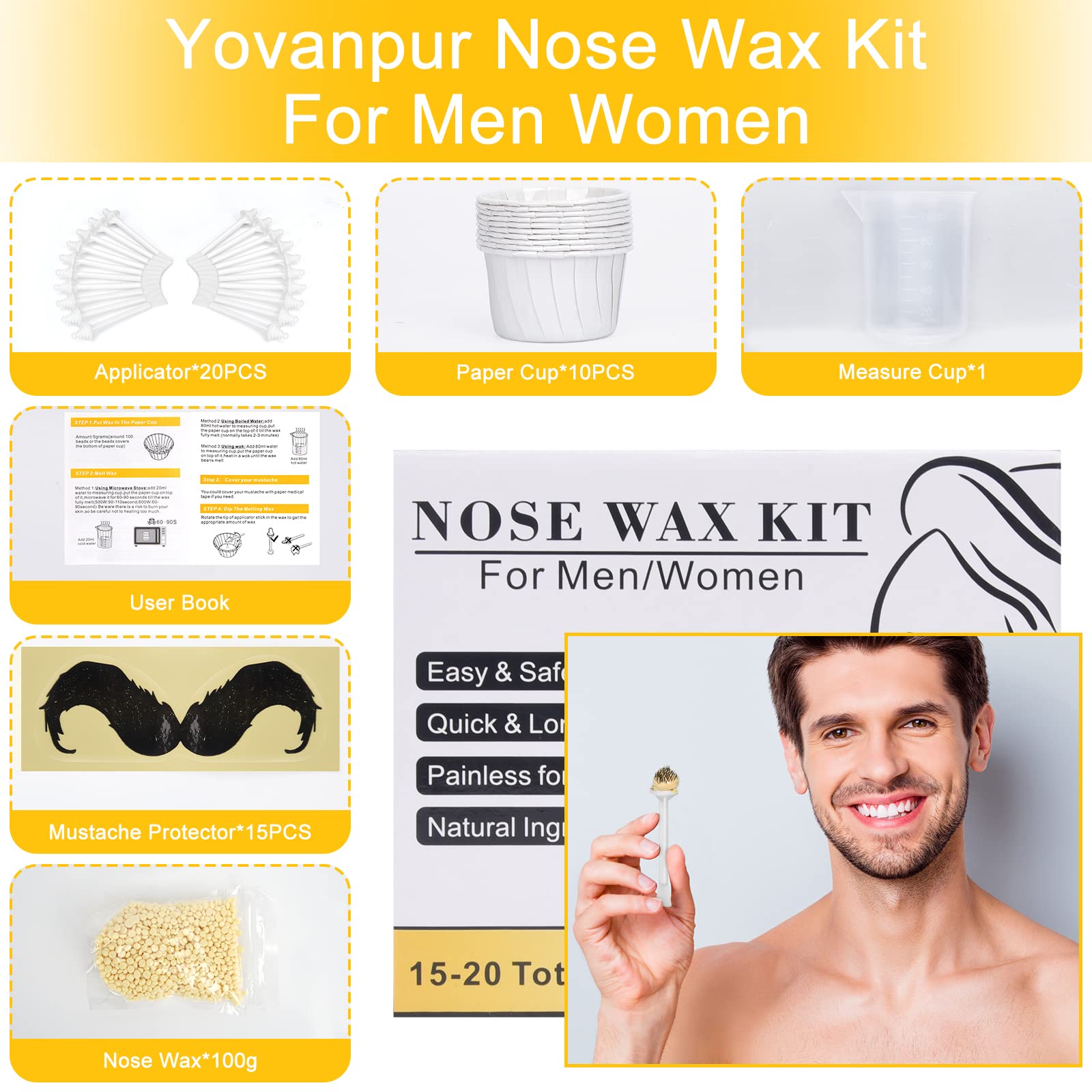 Yovanpur Nose Wax Kit measuring cup for precise melting setup.
