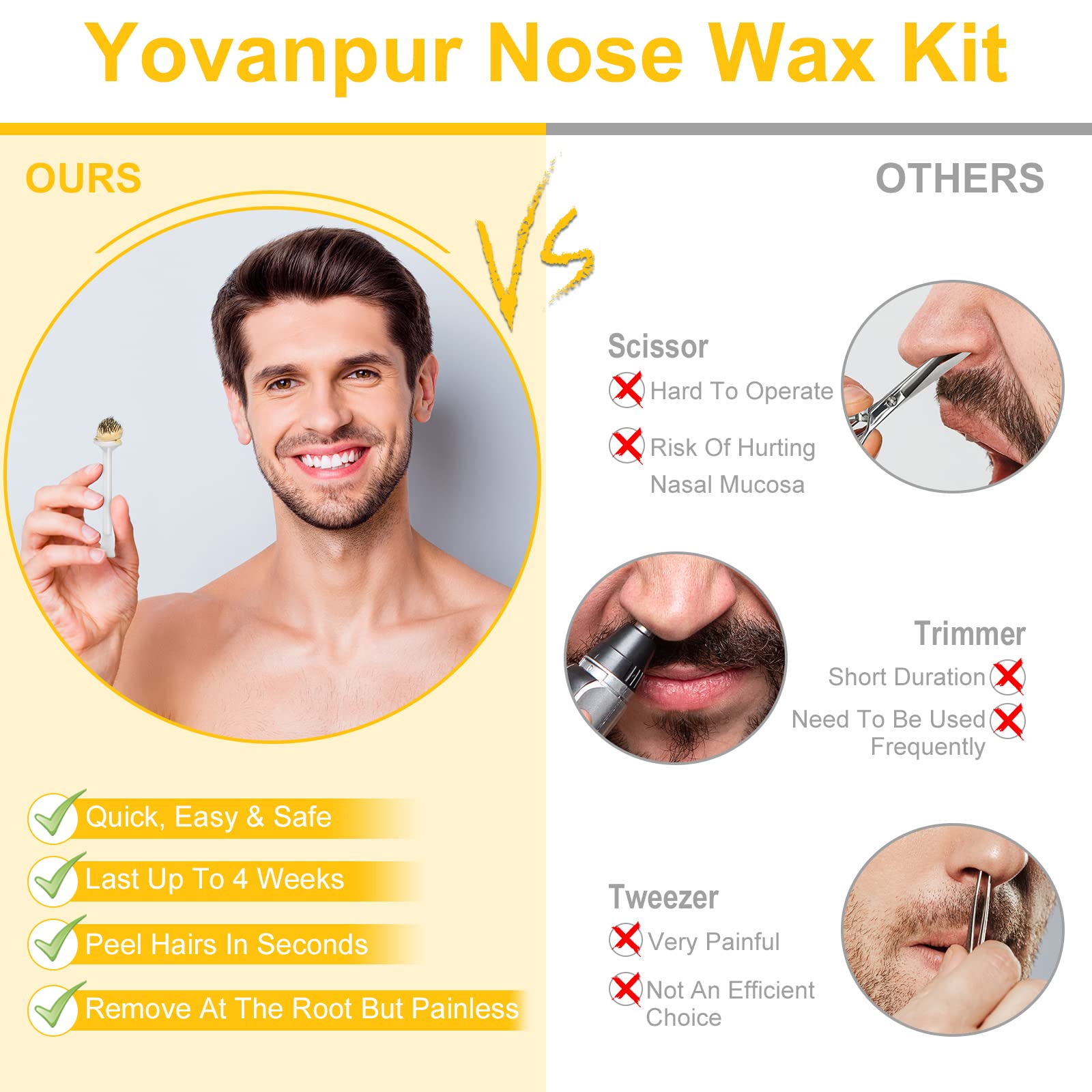 Yovanpur Nose Wax Kit paper cups 10 provide clean, disposable use.