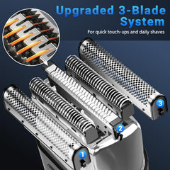 YOXSPD 3 floating blades close-up showing smooth shave and efficiency