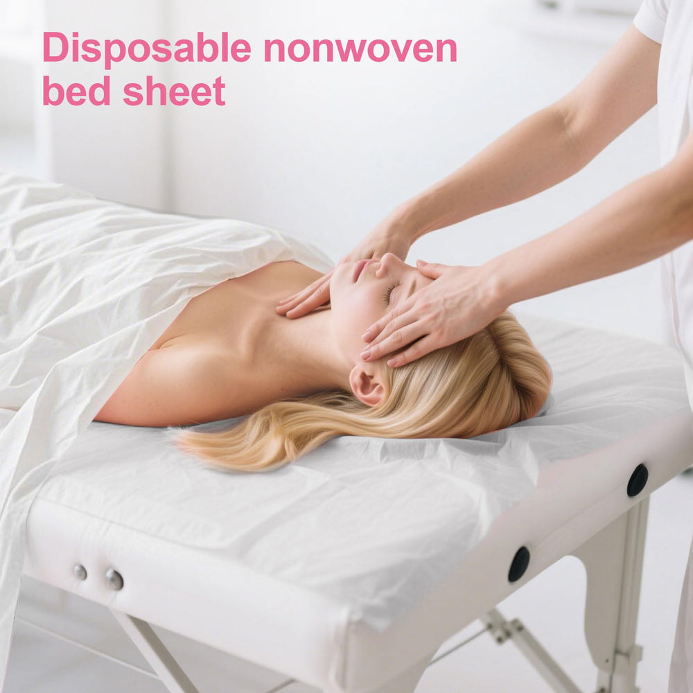 Ypfyed pink disposable sheets on a spa bed with relaxing aesthetics