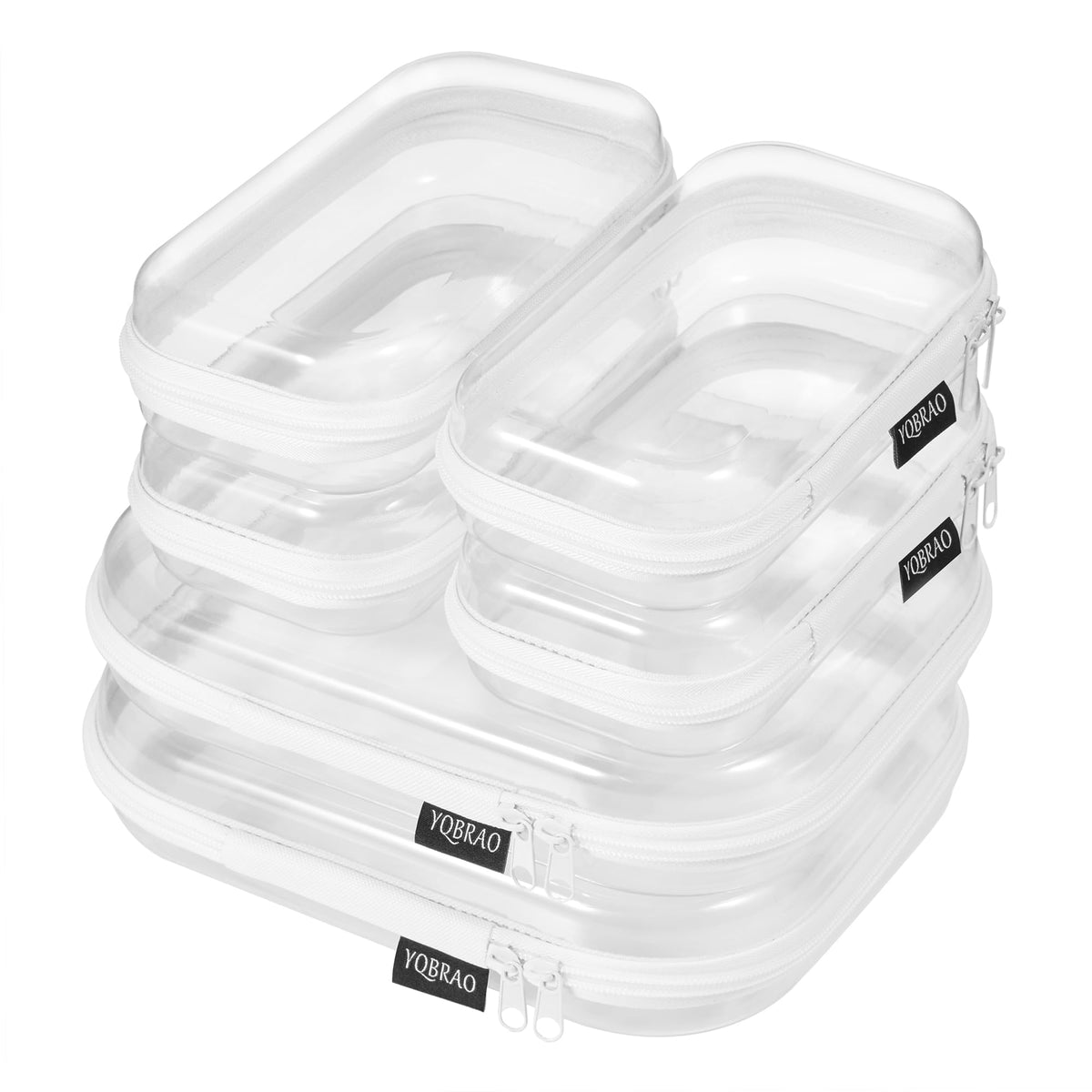 YQBRAO 6-pack clear hard-shell case set for quick access while traveling