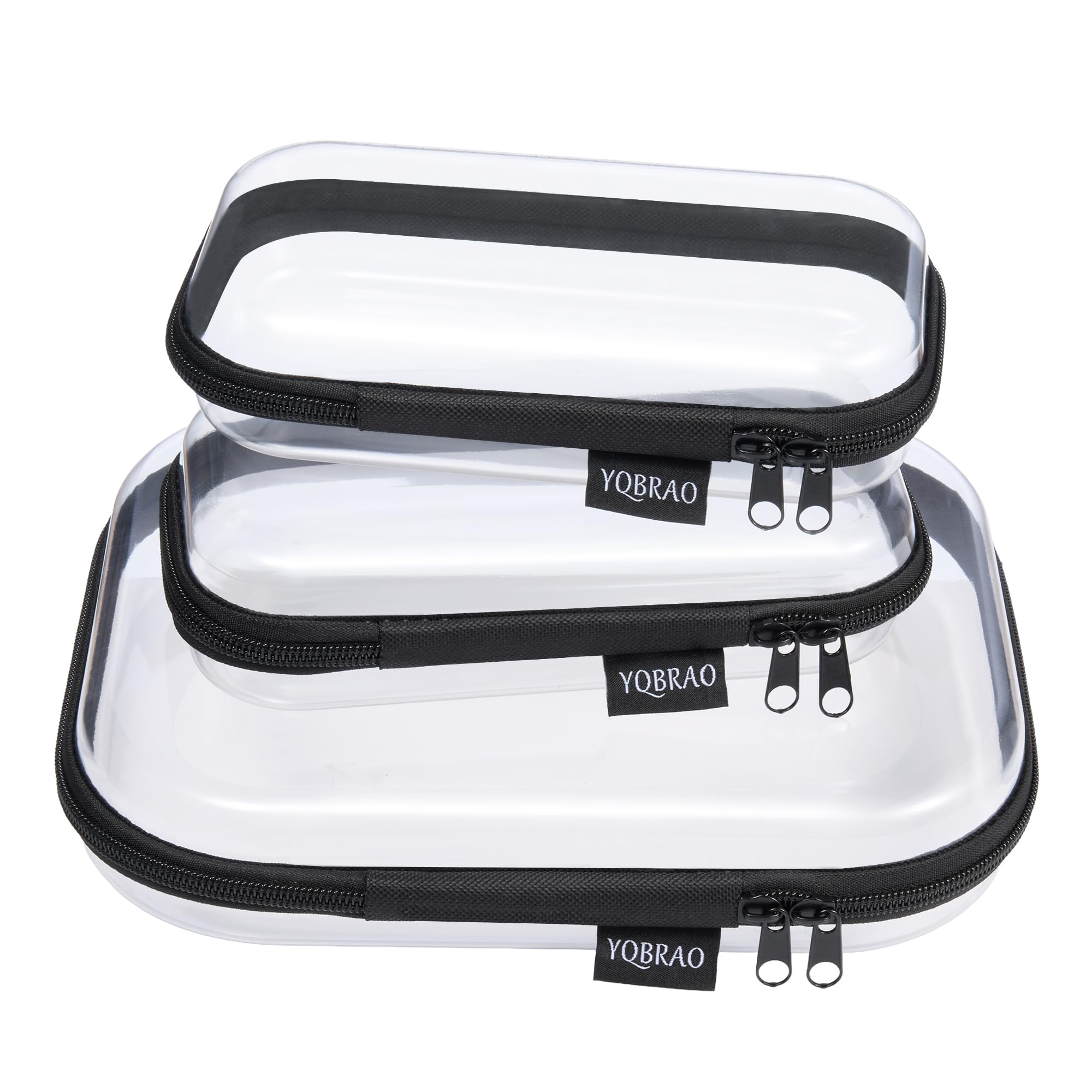 YQBRAO clear hard shell case front view for portable organization.